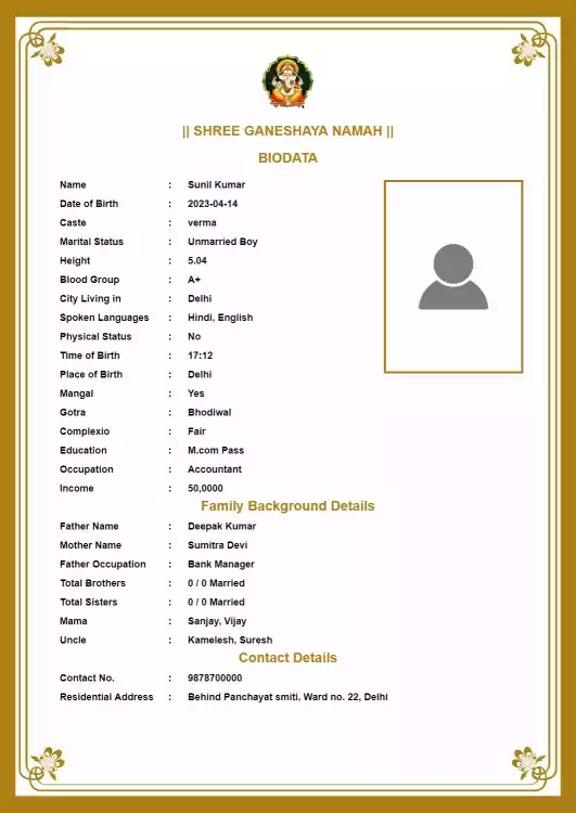 Biodata Format